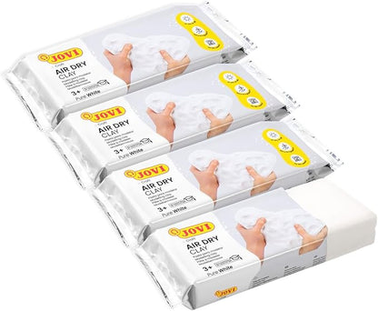 Jovi - Air Dry Modeling Clay, Set of 4 Units, 2.2lb Each, Total of 8.8lb, No Oven Needed, White Color, Pottery Clay for Arts and Crafts Projects (P86/4) - Bulk Buy