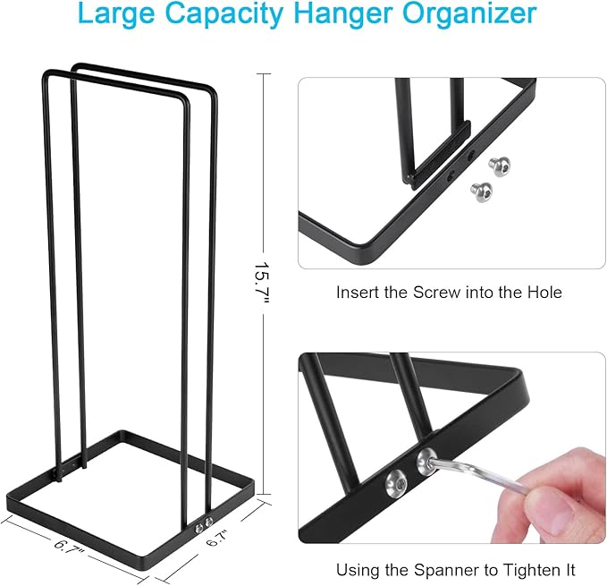 Hanger Organizer Stacker,Hanger Storage Rack Holds Up to 58 Velvet Hangers for Closet & Laundry Room,Portable Hanger Holder Keeps Adult & Children's Hangers Neat & Tidy