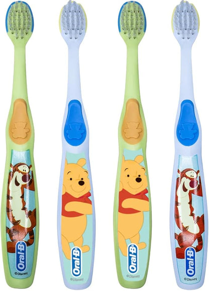 Oral-B Baby Manual Toothbrush, Pooh Characters, 0-3 Years Old, Extra Soft (Characters Vary) - Pack of 4