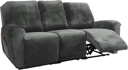 NORTHERN BROTHERS Stretchy Recliner Chair Covers, Velvet Recliner Covers, Lazy Boy Chair Cover (Dark Grey, 3 Seat)