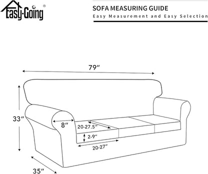 Easy-Going 100% Dual Waterproof Stretch Soft Couch Cover for Dogs, Sofa Slipcover for 3 Separate Cushion Couch Leakproof Furniture Protector for Kids, Pets Gray