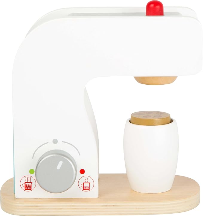 Small Foot Wooden Toys Coffee Machine, Cups and Coffee Beans Complete playset for Play Kitchens Designed for Children Ages 3+, Multi (10593)