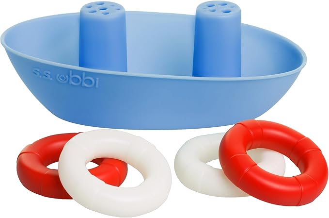 Ubbi Boat & Buoys Bath Toys, Includes 1 Boat and 4 Buoys, Bath Time Toys for Toddlers