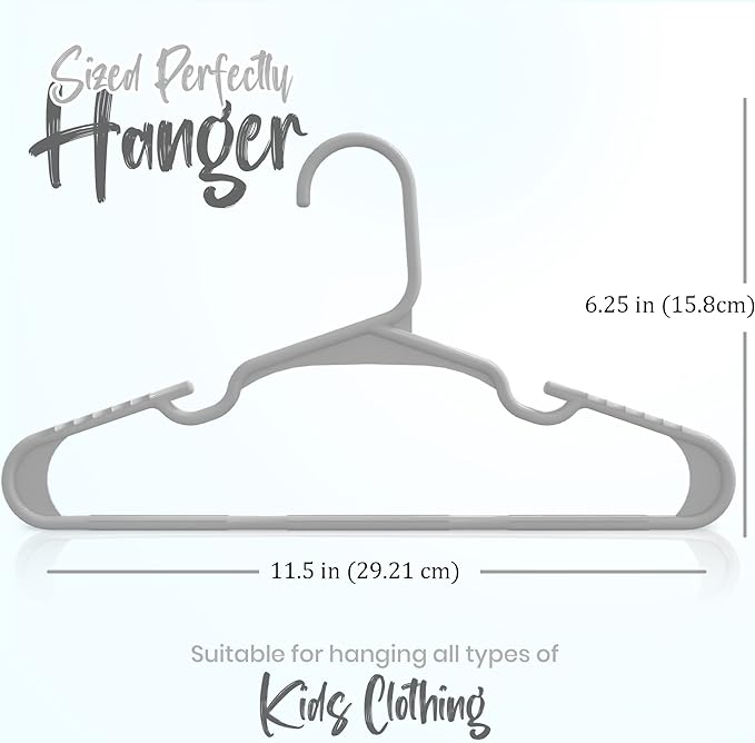 Utopia Home 40 Pack Kids Hangers - 11.5 Inch Plastic Baby Hangers for Closet - Childrens Hanger for Clothes & Infant Hanger for Closet - Ideal for Everyday Standard Use (Gray)