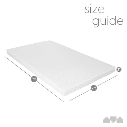 Milliard 2-Inch Ventilated Memory Foam Crib and Toddler Bed Mattress Topper with Removable Waterproof 65-Percent Cotton Non-Slip Cover - 52" x 27" x 2" White