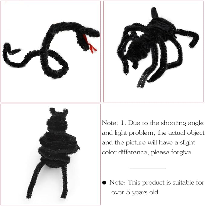 60 Pieces Black Pipe Cleaners,Pipe Cleaners Chenille Stem,Art Pipe Cleaners for Creative Home Decoration Supplies, Arts and Crafts Project,Christmas Valentine's Craft Pipe Cleaners