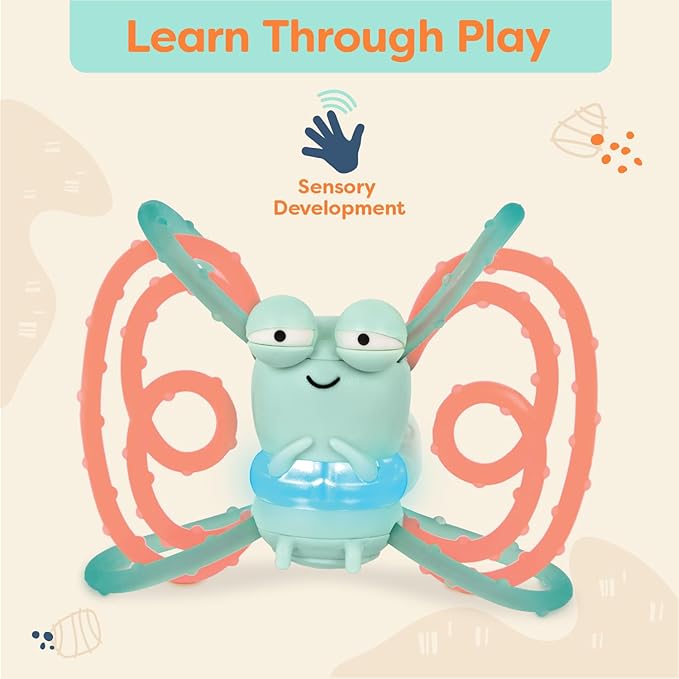 B. toys – Sensory Teether – Glowing Firefly Toy – Light-up Baby Toys – Interactive Teething Toy for Babies – 3 Months + – Spark Buddy