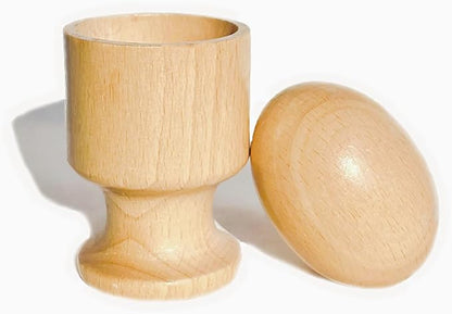 Montessori Materials Wooden Egg with Cup for Toddler Toy