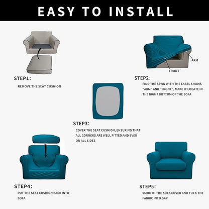 Easy-Going 100% Dual Waterproof Chair Cover Stretch Soft Couch Cover for Dogs, Sofa Slipcover for 1 Separate Cushion Couch Leakproof Furniture Protector for Kids, Pets Peacock Blue