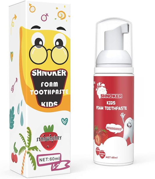 Kids Foam Toothpaste with Strawberry Flavor, Fluoride Free Natural Formula, Foam Toothpaste for Electric Toothbrush(60ml)(1 Pack)