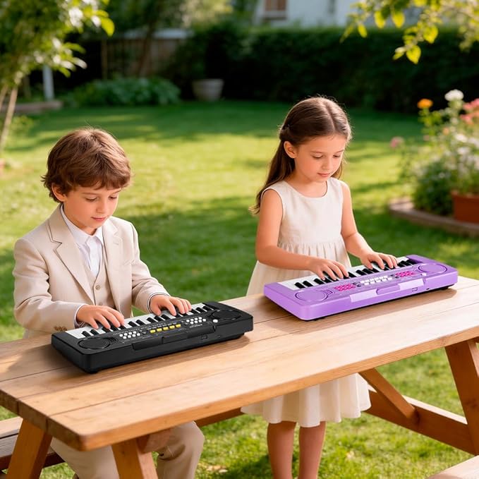 Keyboard Piano for Kids, BIGFUN 37 Keys Toddler Piano Multifunction Music Educational Instrument Toy, Electronic Kids Keyboard Set for 3-7 Year Old Girls and Boys (2PCS, Purple + Black)