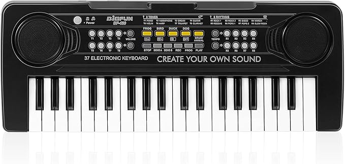 Raimy Piano Keyboard for Kids, 37 Keys Portable Keyboard Piano Early Learning Educational Electronic Musical Instrument Toys Gifts for 3 4 5 6 7 8 9 Year Old Boys and Girls (Black)