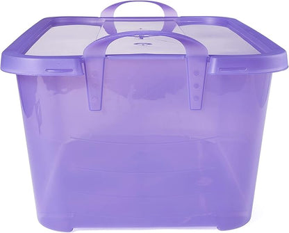Life Story 24 Pack Light Duty Stackable Storage Bin, 55 Quart Home Organizer, Versatile Lightweight Locking Bins with Carrying Handles, Purple