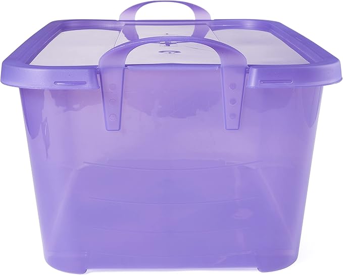 Life Story 12 Pack Light Duty Stackable Storage Bin, 55 Quart Home Organizer, Versatile Lightweight Locking Bins with Carrying Handles, Purple