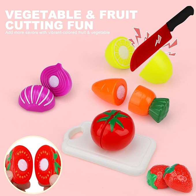 STEAM Life Play Kitchen Accessories Toy Play Food 3 4 Year Old Girls Gifts - Toddler Kitchen Set for Kids Pots and Pans Kids Kitchen Playset Fake Play Kitchen Toys for Toddlers Gifts for Girls Boys