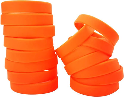30 PCS Silicone Bracelets Wristbands for kid, Sports Rubber Elastic Wristband Bracelet for Party Decorations Favors Set Pack Orange