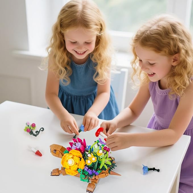 Sea Turtle Succulent Planter Building Set, Turtle Flowers Pot Building Kit, Animals Botanical Collection Blocks Toys, for 6+ Boys, Girls, Women, Home Plants Decor Gift Idea for Christmas (477Pcs)