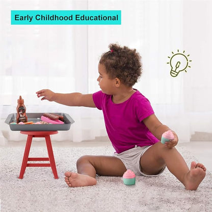 Cookie Play Food Set, Play Food for Kids Kitchen - Toy Food Accessories - Toy Foods with Play Baking Cookies and Cupcakes Plastic Food for Pretend Play, Kids Toddler Childrens Birthday Gifts