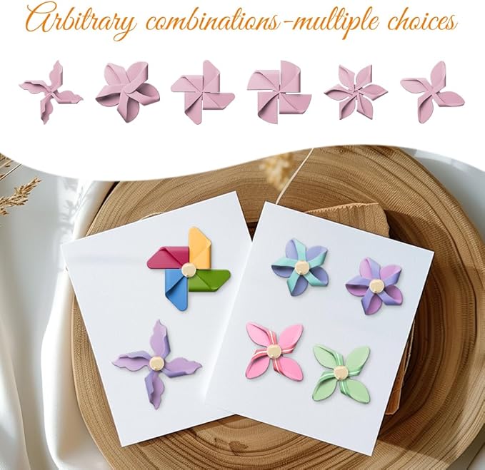 ORIGACH 12 Pcs Pinwheel Polymer Clay Cutters， Pinwheel Design Clay Cutters for Polymer Clay Jewelry Earrings with a Clear Storage Box