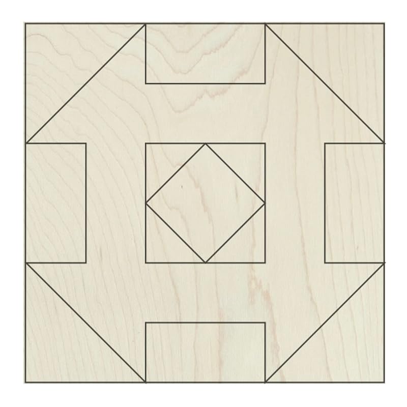 Large Unfinished Barn Quilt Square Wooden Sign, Country Decor Canvas Quilts Blocks (12 inches, Greek Square)