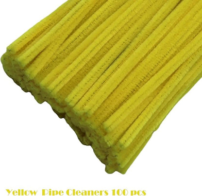 Swpohrat 100 Pieces Yellow Pipe Cleaner Craft Set,Thick Fuzzy Chenille Stem Pipe Cleaners for DIY Craft Projects and Decorations