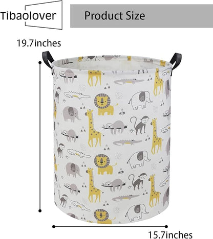 Animal Baby Laundry Basket Baby Hamper Kids Hamper Basket Toy Storage Bin for Boys Room Decor Baby Nursery Hamper Gift Baskets for Bedroom Bathroom(Grey Animal)