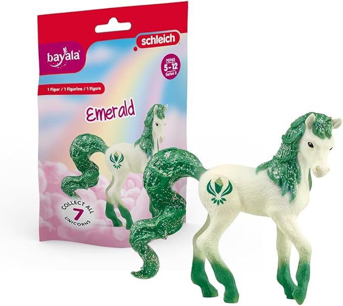 Schleich bayala, Unicorn Toys for Girls and Boys, Collectible Unicorn 2023 Gemstone Series, Emerald