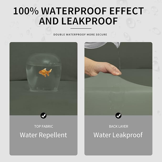 Easy-Going 100% Dual Waterproof Recliner Cover Stretch Soft Couch Cover for Dogs, Sofa Slipcover for Recliner Couch Leakproof Furniture Protector for Kids, Pets Grayish Green