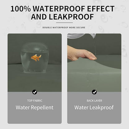 Easy-Going 100% Dual Waterproof Recliner Cover Stretch Soft Couch Cover for Dogs, Sofa Slipcover for Recliner Couch Leakproof Furniture Protector for Kids, Pets Grayish Green