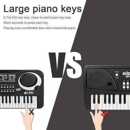 LeeQee Digital Keyboard Piano for Kids & Beginners, 61 Keys Multifunction Electric Piano Keyboard with Microphone, Educational Instrument Musical Toy for 3-12 Years Old Boys Girls (Black)