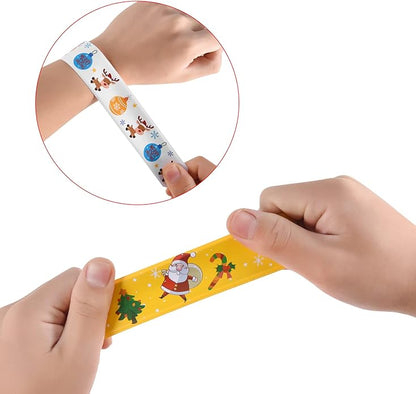 48PCS Christmas Slap Bracelets, Xmas Slap for Christmas Party Favor Decoration