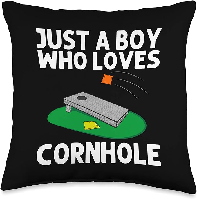 Cool Cornhole Design for Boys Kids Corn Bean Bag Toss Game Throw Pillow, 16x16, Multicolor