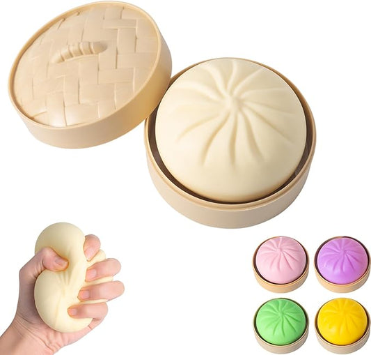 Dumpling Squishy, Mystery Squishy Dumpling Box, Fidget Toys Adults & Teens, Easter Basket Stuffers, Stocking Stuffers, Sensory Stress Ball Squeeze Toys for Stress Relief (White)