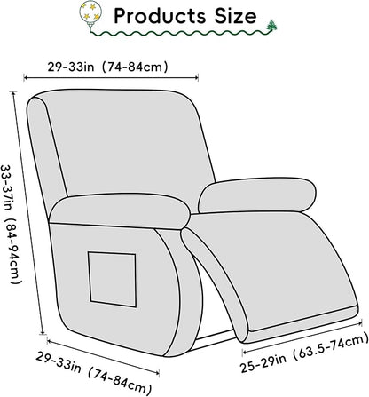 Recliner Chair Covers Christmas Recliner Slipcover Furniture Protector for Recliner with Elastic Bottom 4 -Pieces Stretch Lazy-Boy Recliner Slipcover with Side Pocket Anti-Slip (Christmas Red)