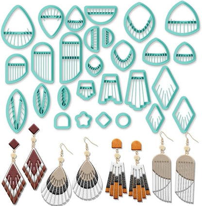 ORIGACH 28 Pcs Tassel Polymer Clay Cutters Set Boho Earring Clay Cutter DIY Craft Supplies for Earring and Jewelry Making
