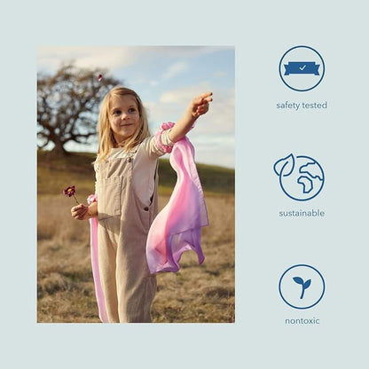 Sarah's Silks Wrist Streamers | 100% Silk Montessori and Waldorf Toys | Rhythm Ribbons for Dance, Imaginative, and Pretend Play | Includes 2 Pieces (Blossom)