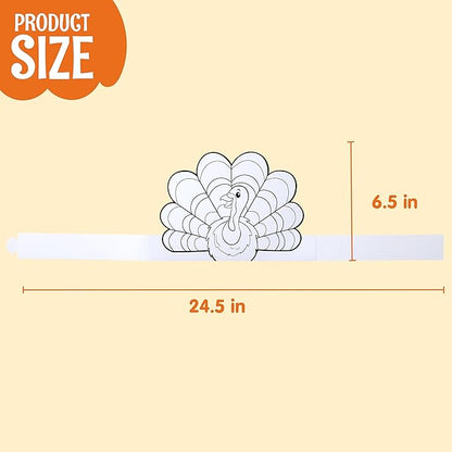 JOYIN 24 Pcs Thanksgiving Coloring Headbands, Thanksgiving Color Your Own Turkey Crowns Kids Craft Set for Thanksgiving Kids School Activities Class Events Thanksgiving Party Decoration Supplies