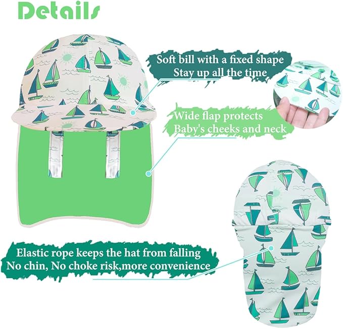 Gifts Treat Kids Legionnaires Hat, UPF 50+ Sun Protection Swim Cap Flap Hat for Kids, Quick Drying Sun Hat for Beach Seaside