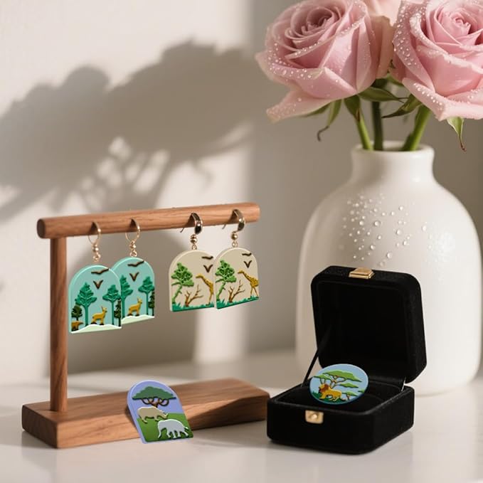 ORIGACH 17 Pcs Forest and Animals Polymer Clay Cutters Set Earring Clay Cutter DIY Craft Supplies for Earring and Jewelry Making
