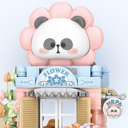Panda Florist Street Scene Building Kit, Openable Flower Shop Building Set for Boys Girls Age 8+,810pcs Mini Bricks