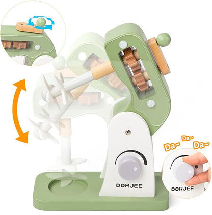 Dorjee Wooden Mixer Set, Mixer Sets for Kids Toddler, Toy Mixer Playset Play Kitchen Accessories Gift for Boys Girls Ages 3+