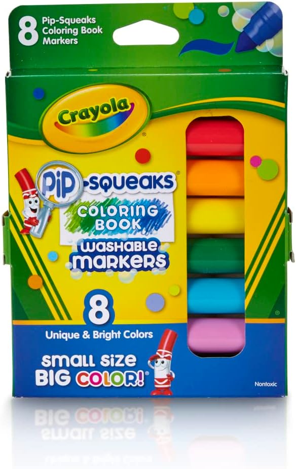 Crayola Pip Squeaks Washable Markers, Mini Markers in Classic Colors, 8 Count