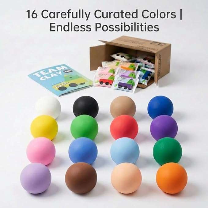 Air-Dry Foam Clay Bulk for Cosplay, Slime and School Projects - Soft Magic Modelling Clay for Kids and Adult - Art & Crafts Project and Classroom Supplies, Party Favors - 32 Packs, 16 Colors, 25g Pack