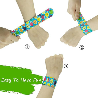 100Pcs Easter Slap Bracelets, Easter Basket Stuffers, Egg Fillers Gifts for Kids toddler boys, Easter Egg Hunt Event, Party Favors, Classroom Prizes, School Supplies