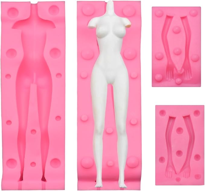 3D Human Body Silicone Clay Mold, Large Human Sculpture Polymer Mold Full Body Mold for Polymer Clay Craft (Small Female Body Set)