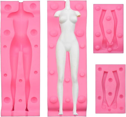 3D Human Body Silicone Clay Mold, Large Human Sculpture Polymer Mold Full Body Mold for Polymer Clay Craft (Small Female Body Set)