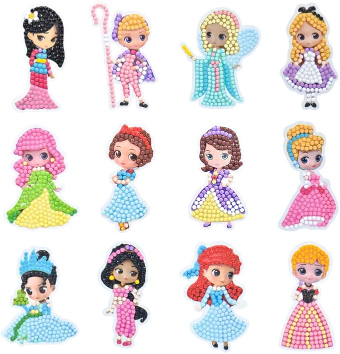 Junrife Cute Diamond Craft Kits Stickers for Kids,Gem Kids' Paint by Number Kits Mosaic Sticker - Best Gifts for Girls Ages 8-12 Easy for Kids Adult Beginners