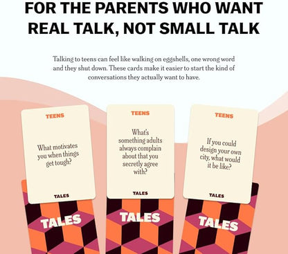 TALES 150 Conversation Cards, Teens Edition, Fun Family Games for Teens, Perfect for Dinners, Road Trips, Classrooms & Game Nights, Gifts & Gatherings, Conversation Starters to Spark Creativity