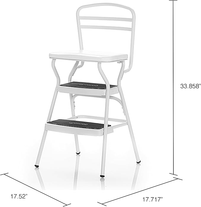 COSCO Stylaire Retro Chair + Step Stool with Flip-Up Seat, Black