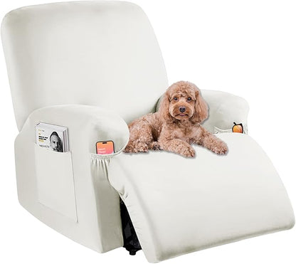 Soft Spandex Recliner Chair Covers, 4 Pieces Lazy Boy Recliner Cover for Recliner Chair, Stretch Cover for Recliner slipcovers Good Choice for All Seasons(XL,Beige)